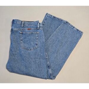 Rustler Jeans Mens 44x30 Regular Fit Straight Leg Blue Denim 5-Pocket